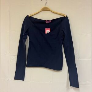 NEW EDIKTED LONG SLEEVE NAVY SHIRT SIZE: S
